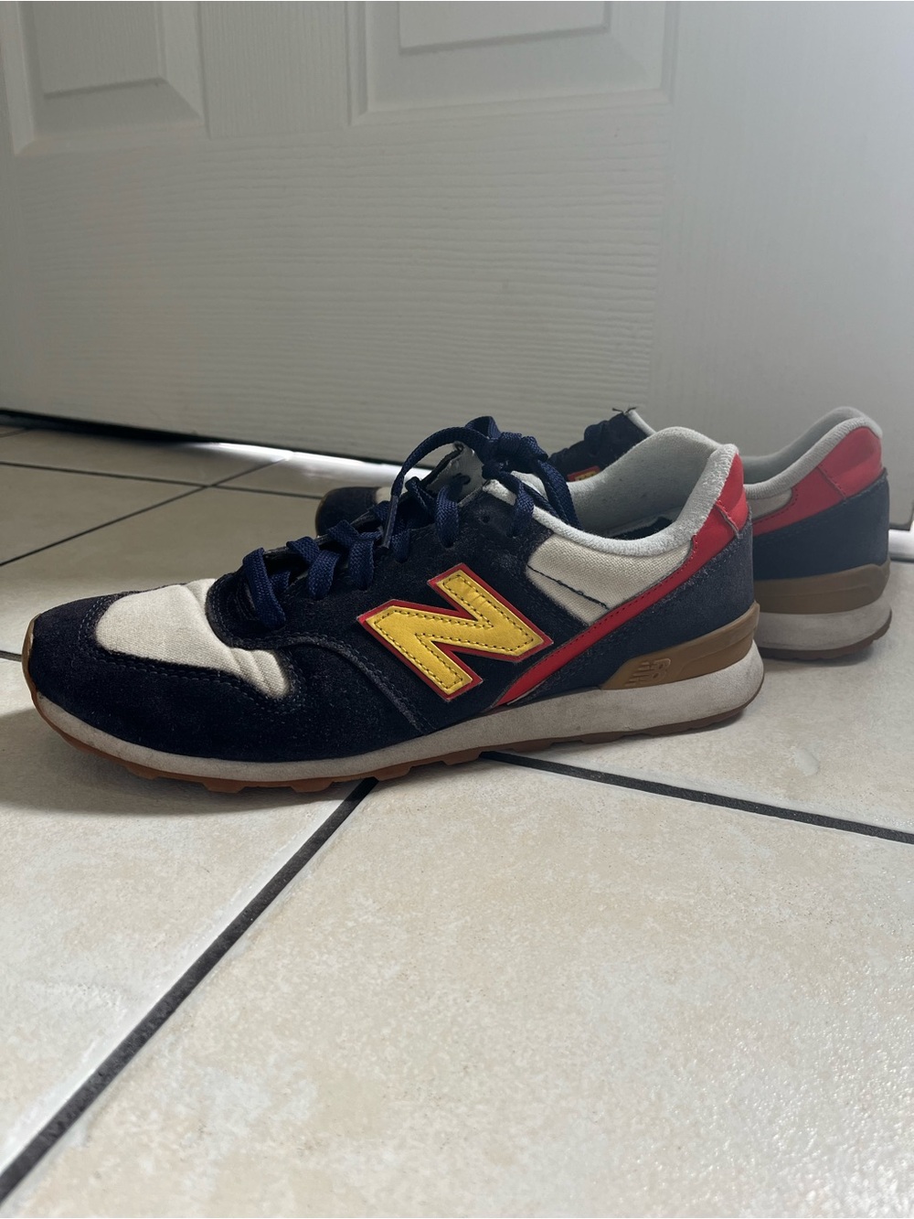 New Balance women’s sneakers - Navy, Cream & Yellow with Red Accents